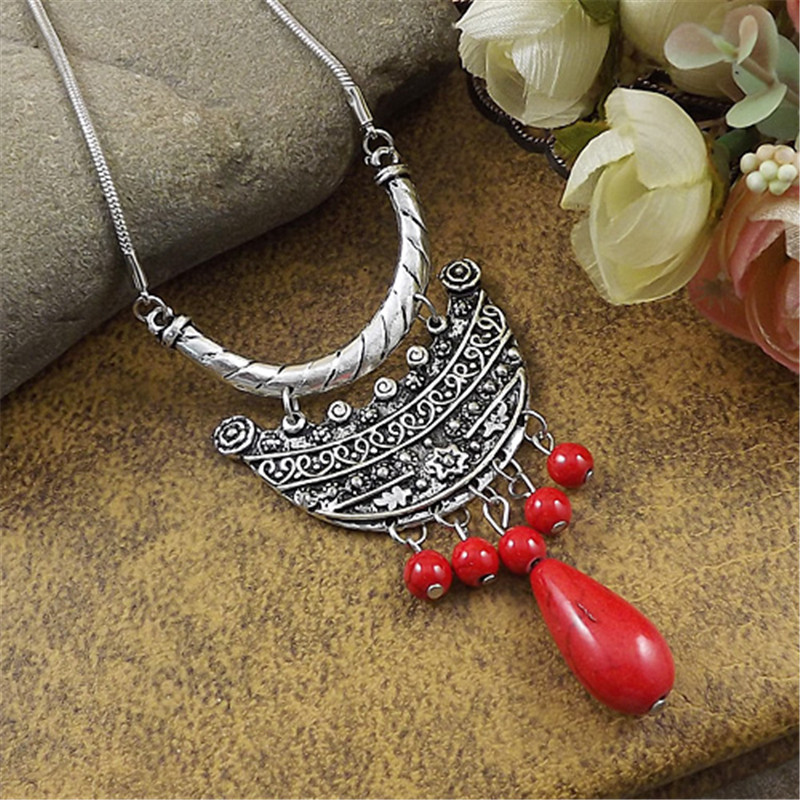 20 style Vintage Women’s Tibetan Silver Turquoise Beads String Pendant Necklace