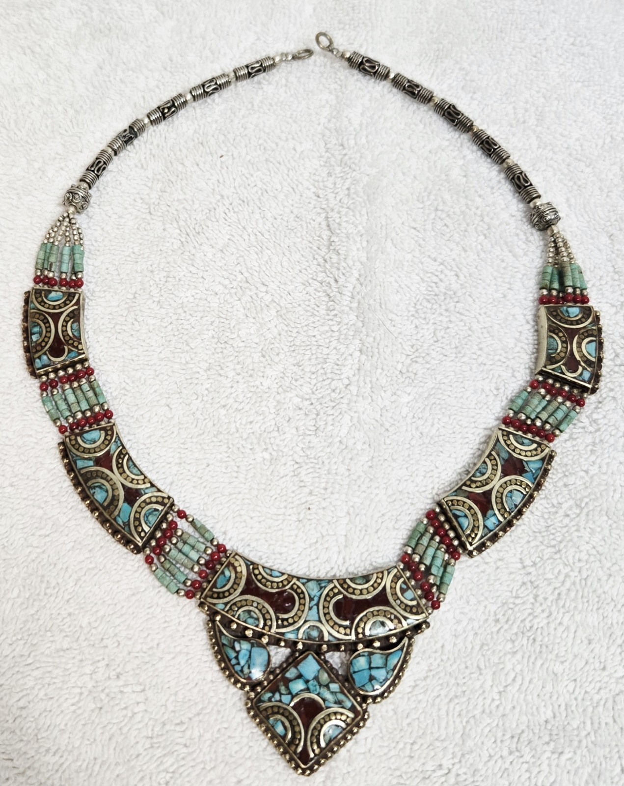 Vintage Nepal Tibetan Necklace Turquoise Tibetan Ethnic Coral Statement Piece