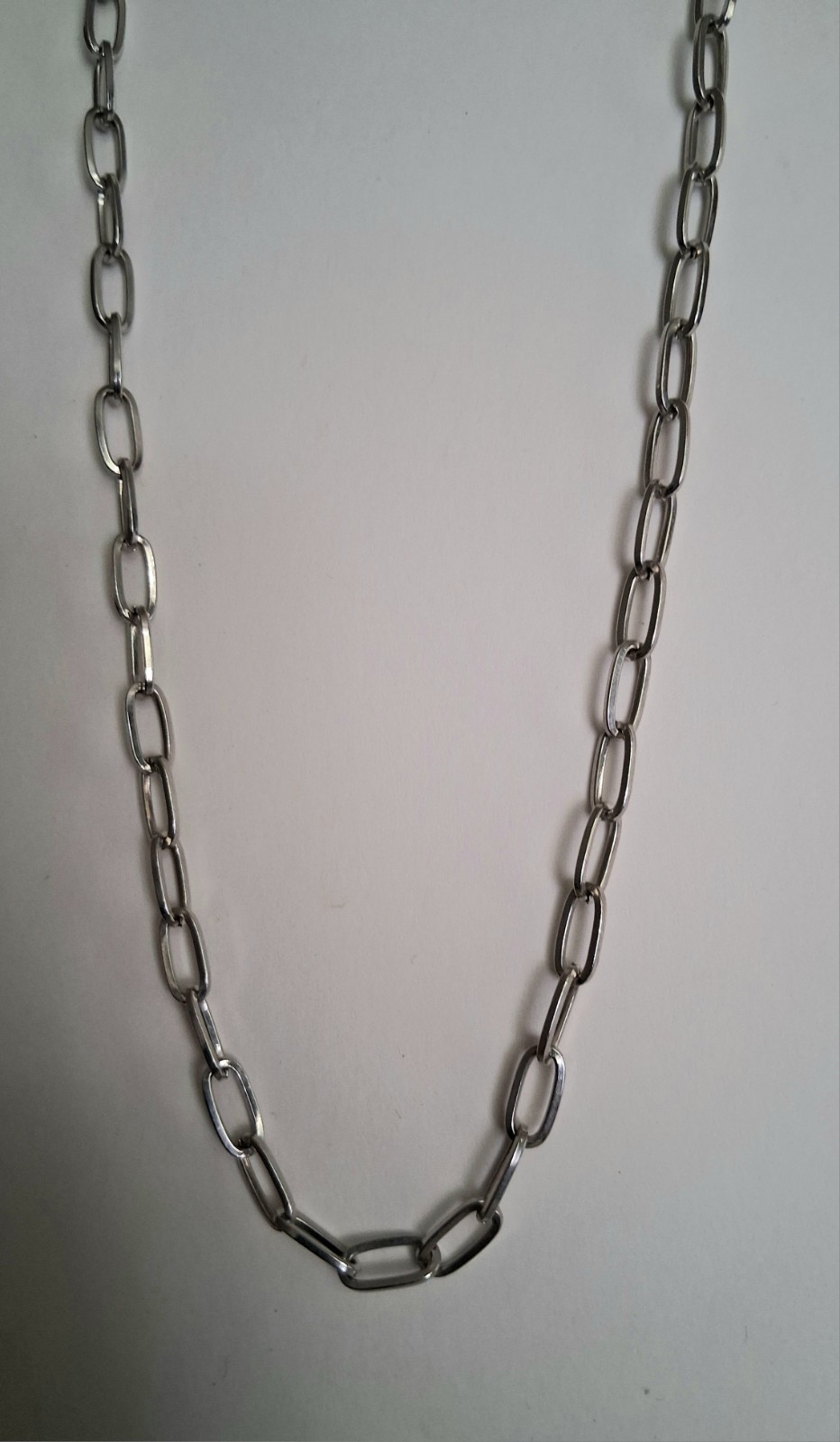 Silver Tone Metal Oval Link Chain Necklace, No Main Stone or Secondary Stone