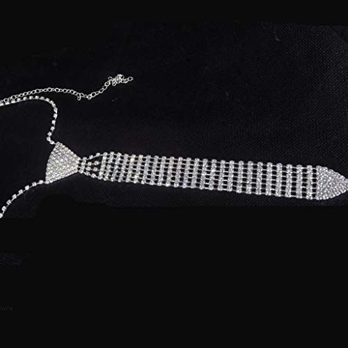 Women Fashionable Elegant s Metal Necktie Sparkly Glitter Crystal Long