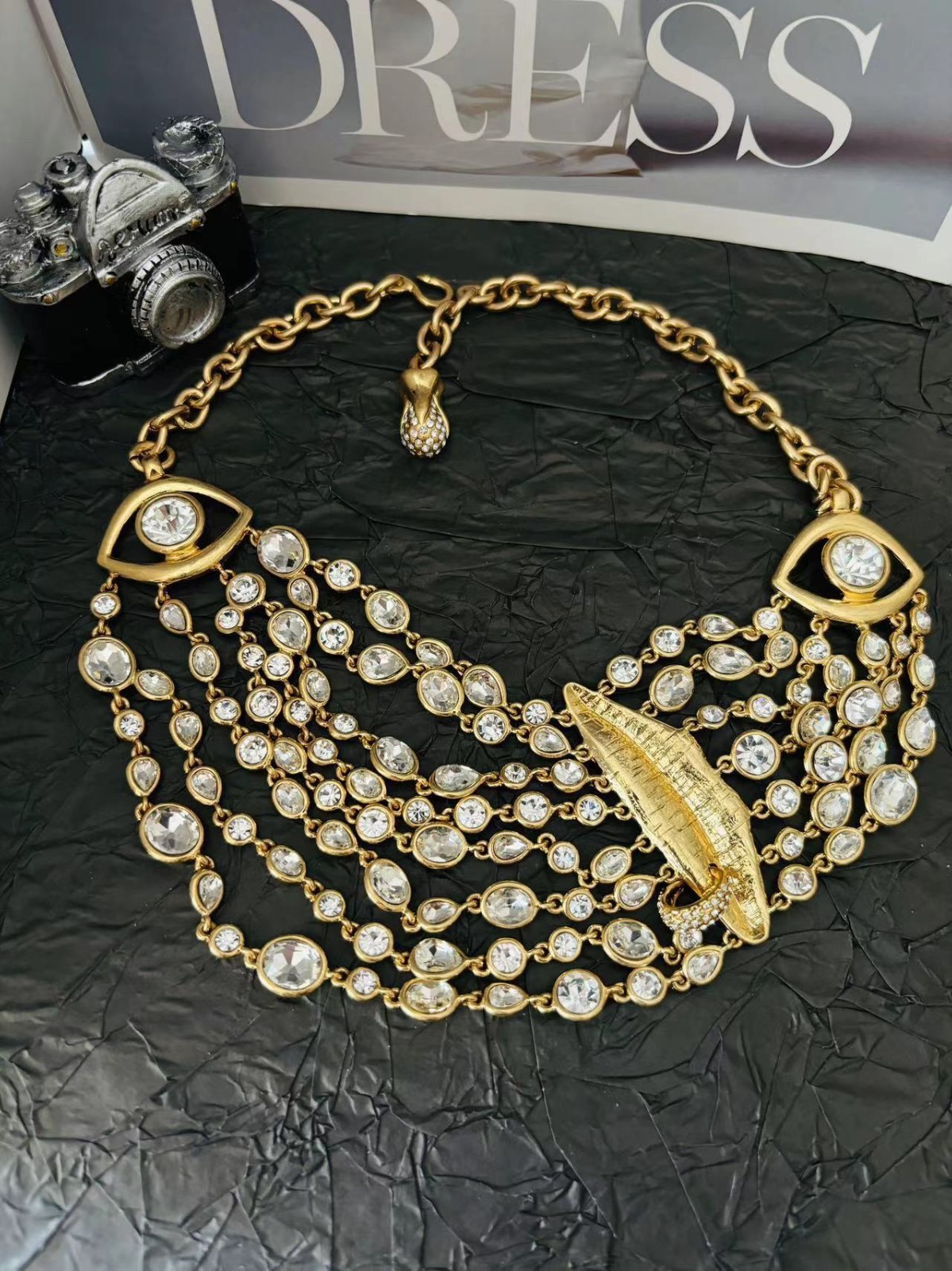 Schiaparelli Women Facial Features Series Multi Layer Crystal Necklace Gift