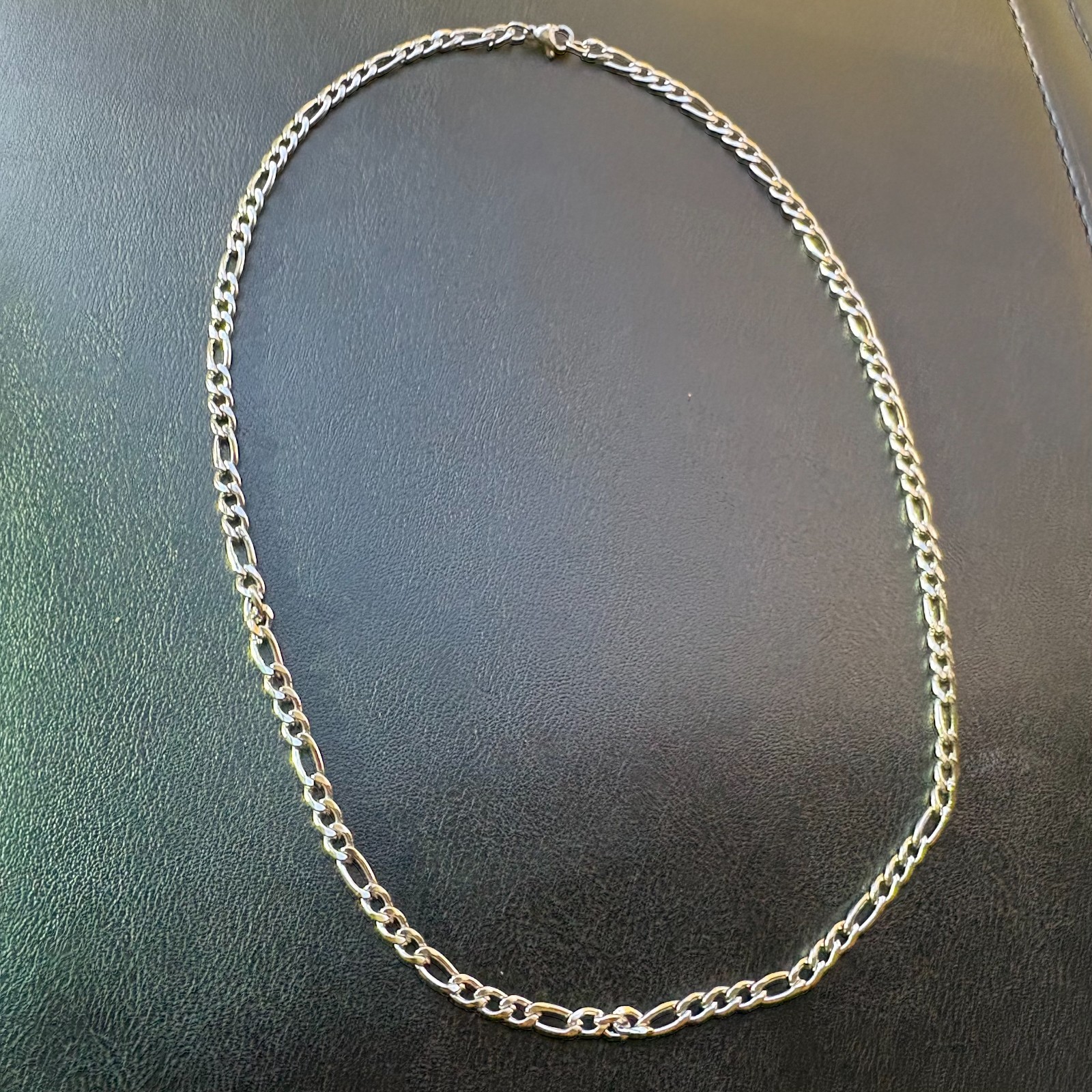 20″ 4mm Figaro Chain Necklace Silver Stainless Steel Thin Minimalist Men Women