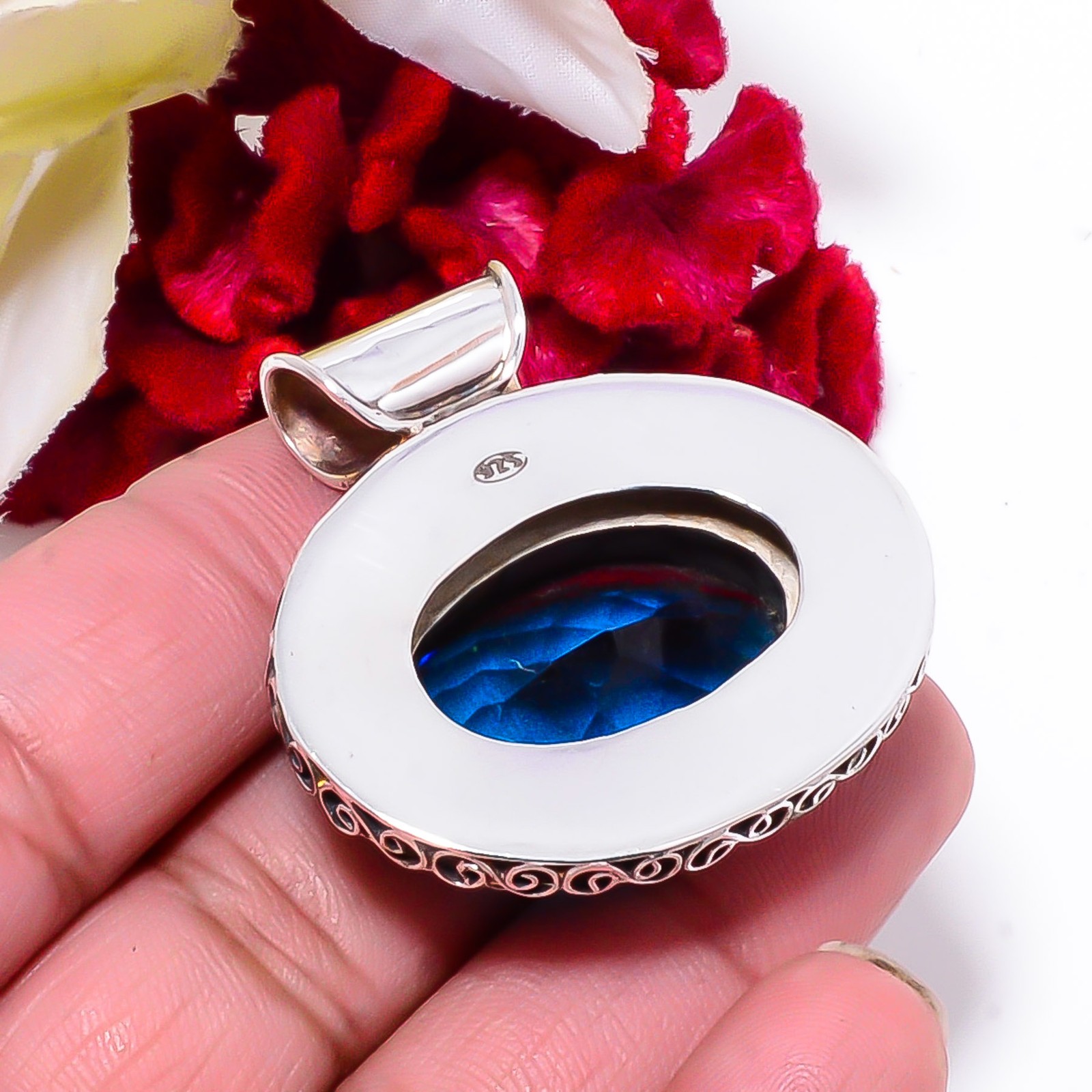 Red & Blue Bi-Colour Tourmaline Fine Art 925 Sterling Silver Pendant 1.64 Sku63