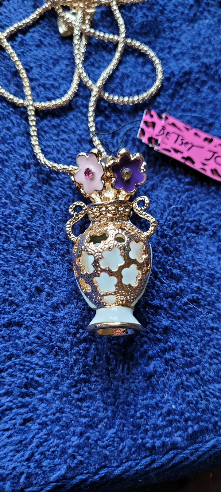 New Betsey Johnson Necklace Vase Flowers Multicolor Spring Summer Collectile