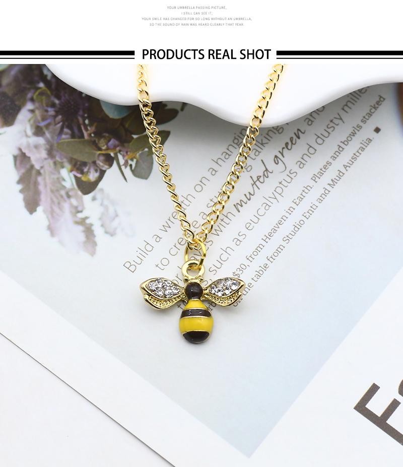 Cute Bee Pendant Necklace Women Girls Crystal Wings Long Chain Jewelry Gift