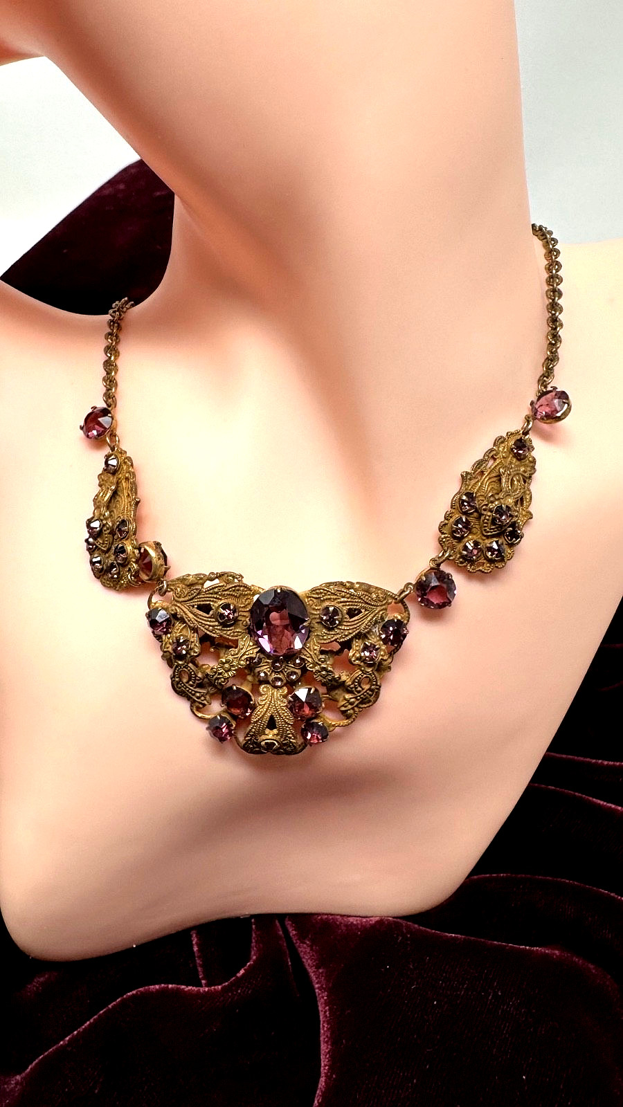 Circa 1837 Beautiful Victorian Rare Amethyst Brass Cannetille Filigree N G2U
