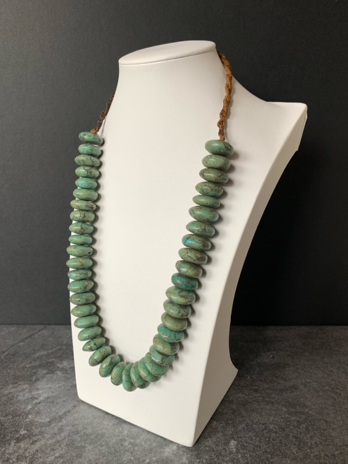Vintage Tibetan Tribal Bead Green and Blue Gemstone Beads, 22″ Necklace 57