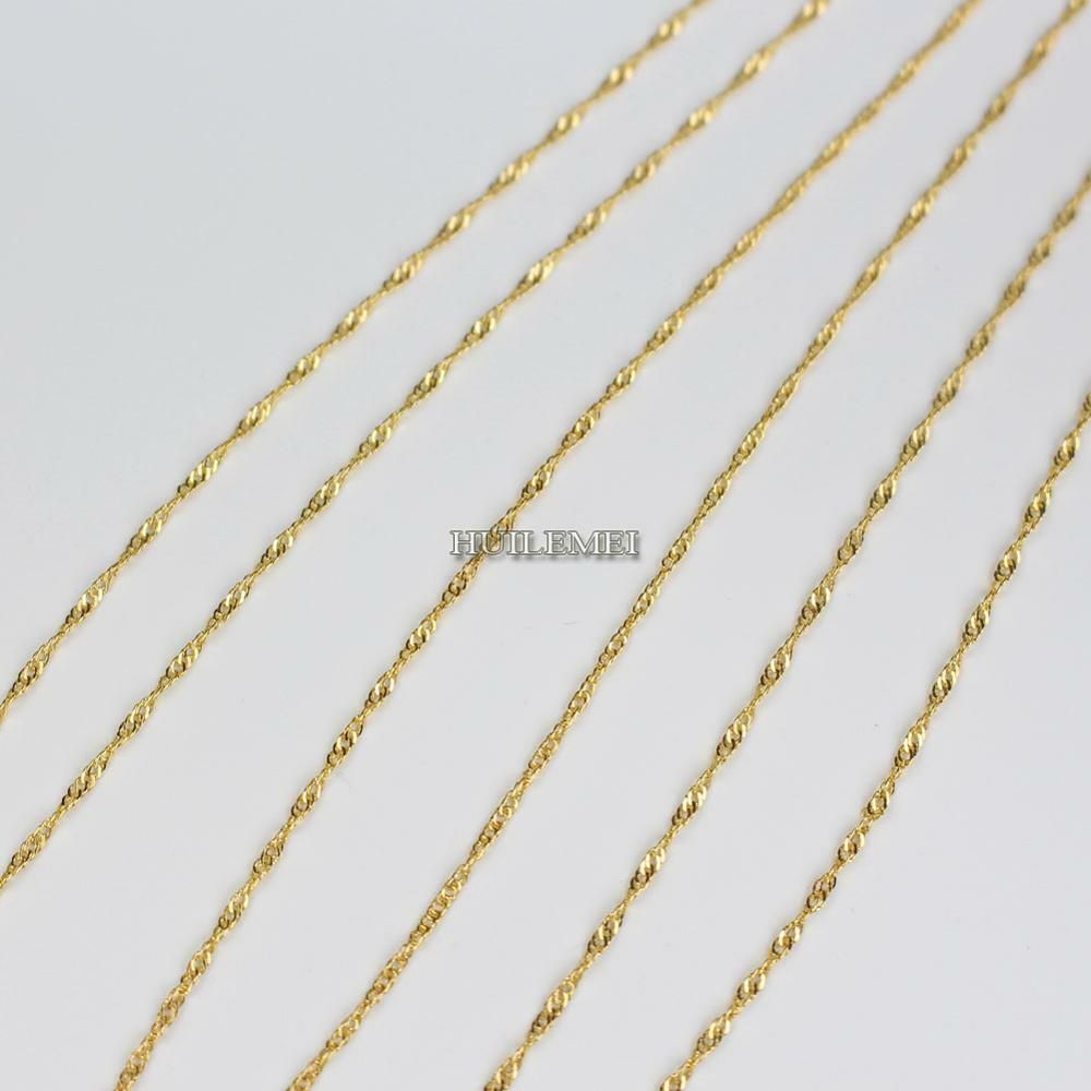 Wholesale Lots 10pcs/lot 2mm Gold Color Water Wave Chain Necklaces 16″-24″