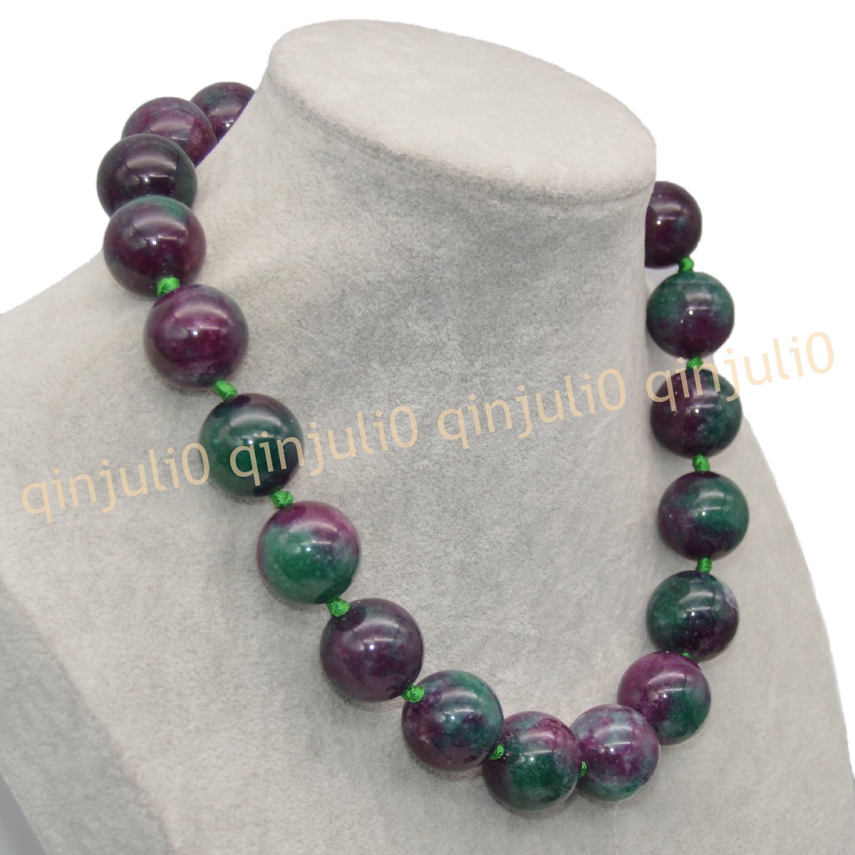 Huge 20mm Natural Green Red Zoisite Gemstone Round Beads Necklace 16-36 inches