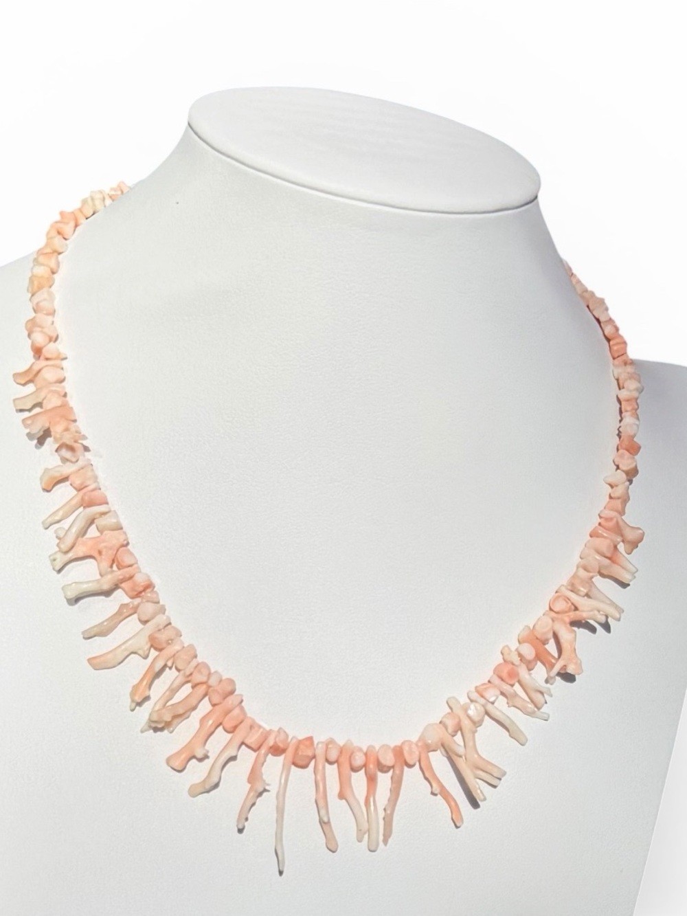 1940s To 1960s Vintage Antique Delicate Pink Coral Branch Necklace 16” Angel