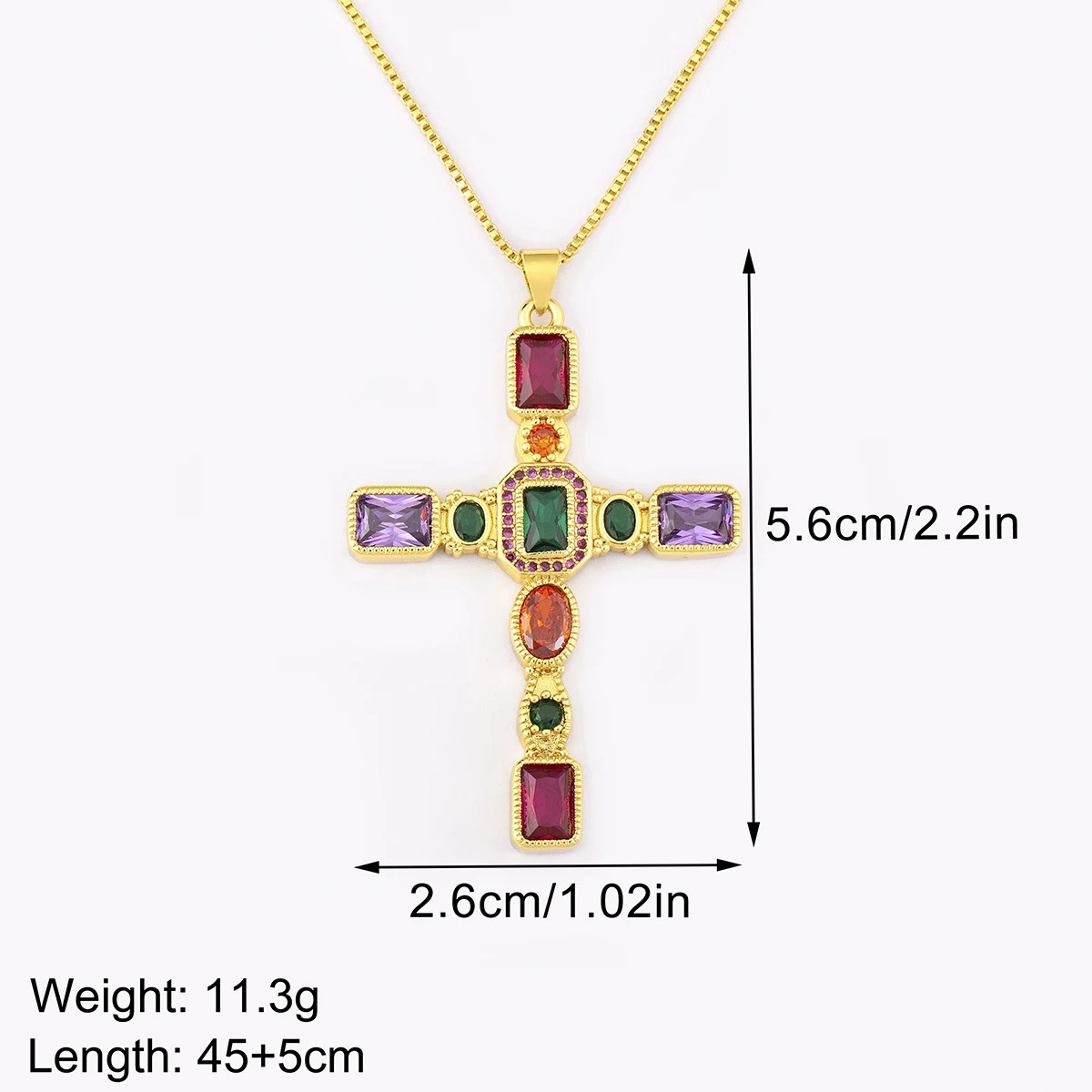 Hot Sale Religious Style Cross Pendant Necklace For Female Male Copper Pav