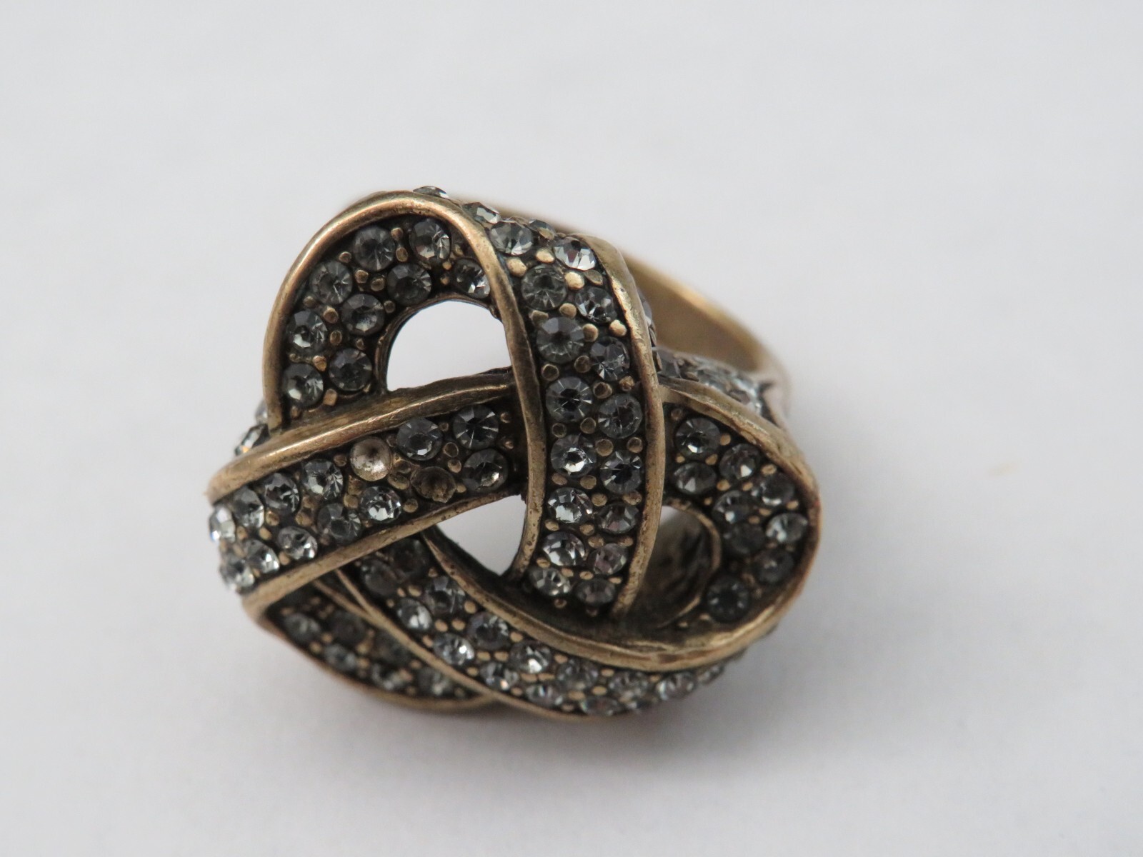 Heidi Daus crystal Infinity celtic hoops knot rows costume Ring Jewelry Size 9