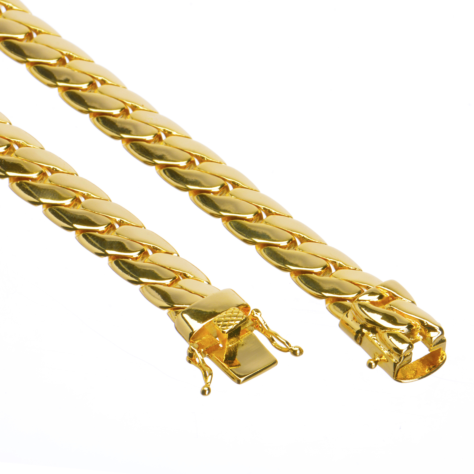 Men’s 14K Gold Plated 5 mm 26″ Miami Cuban Link Chain Necklace Clasp Safety Lock