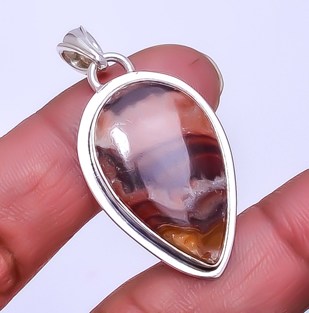 Wave Dolomite – Mexico Gemstone 925 Sterling Silver Pendant 1.56″ P_9359_150_26