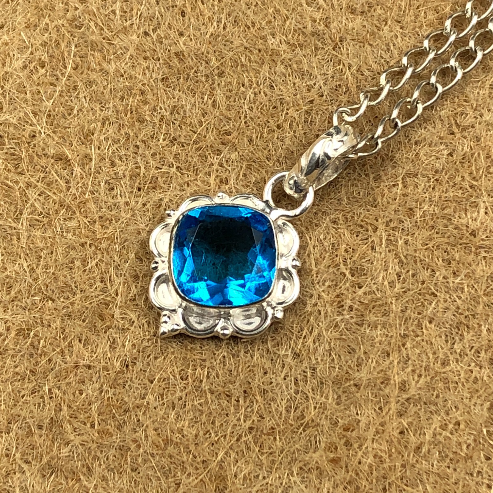 Swiss Blue Topaz Gemstone Pendant Sterling Silver Jewelry For Women 1.5″