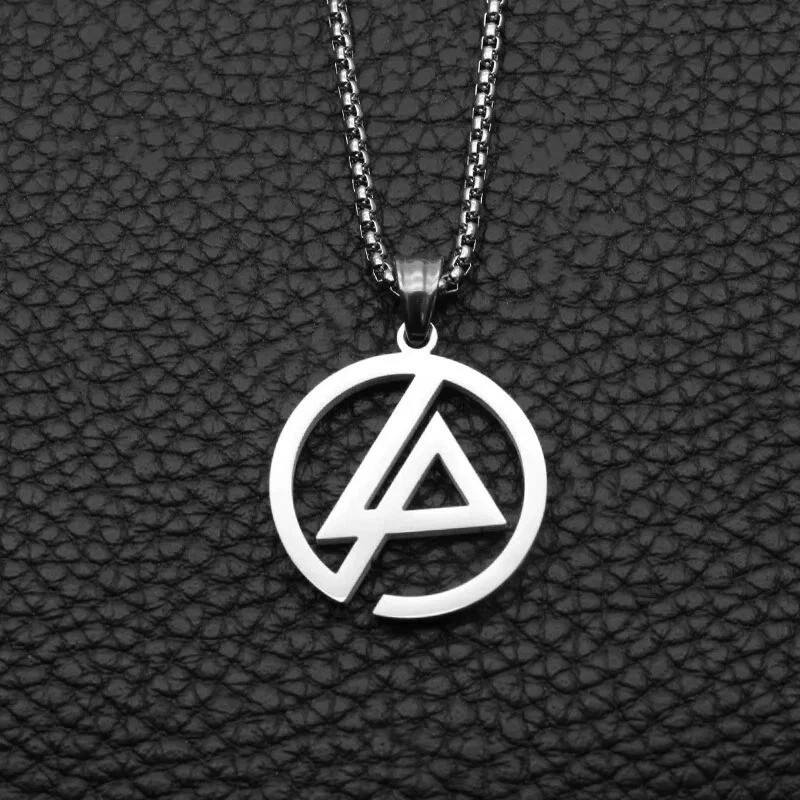 Silver Titanium Steel Geometric Linkin Park Retro Pendant Necklace 50cm Chain