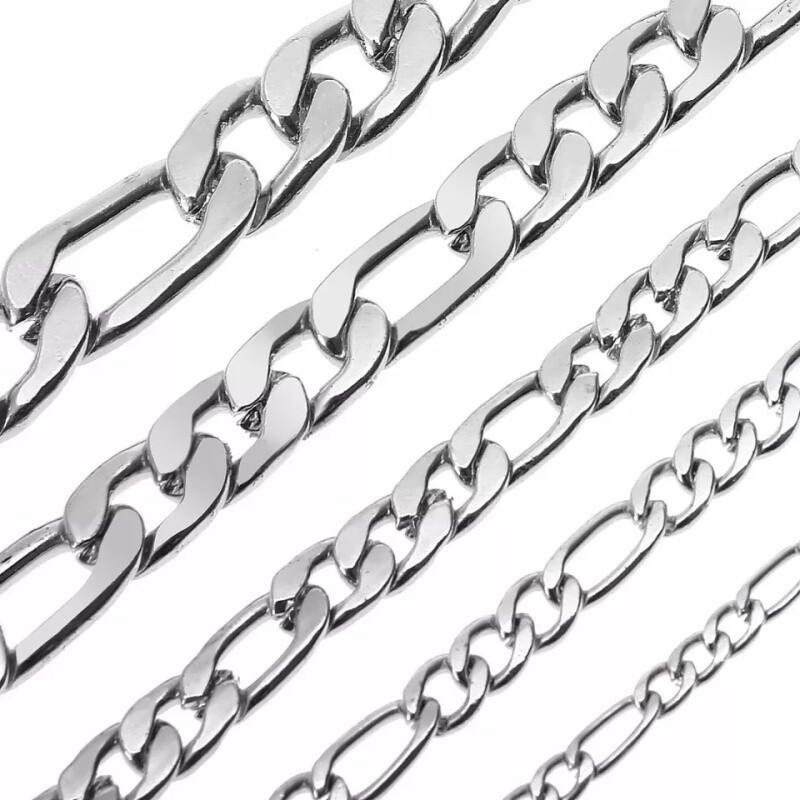 2-9mm Men Womens 316L Stainless Steel Silver Twist Curb Link Chain Necklace