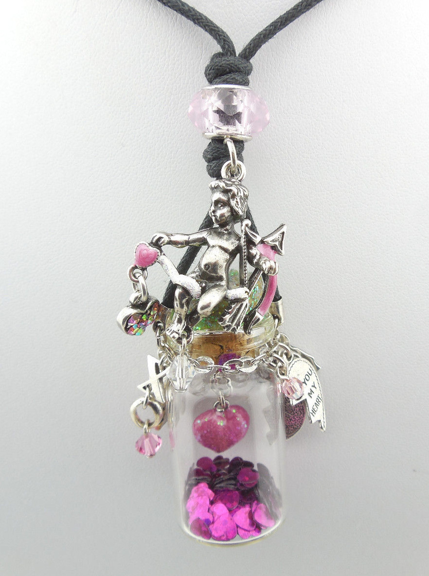 KIRKS FOLLY ~~NEVER RELEASED~~ CUPIDS HEART FANTASY BOTTLE NECKLACE ~~~NEW~~ ST