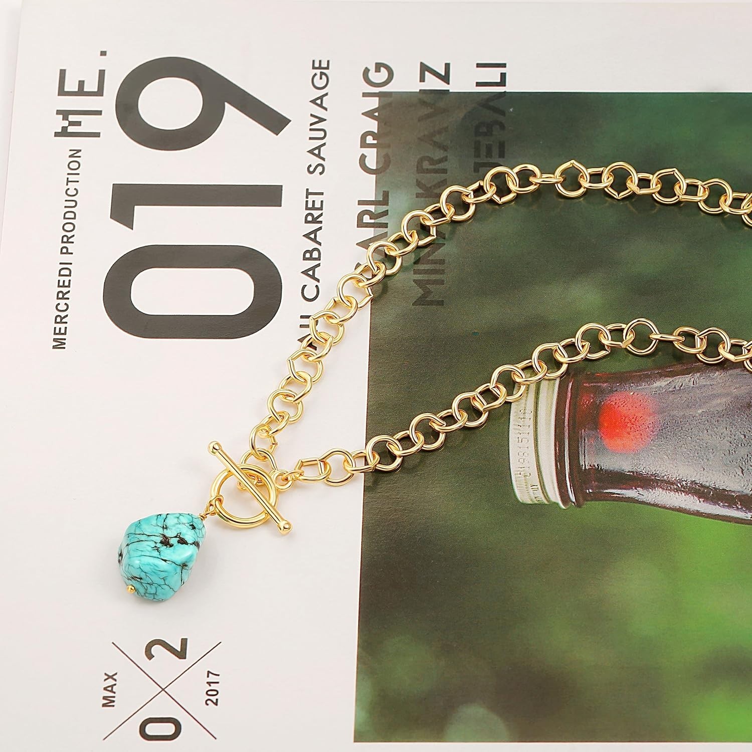 Unique Irregular Turquoise Pendant Necklace in 18k Gold for Every Occasion