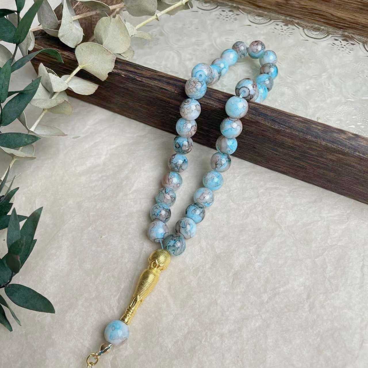 1Pc 10Mm Muslim Rosary Prayer Beads Turkish Glass Rosary Prayer Bracelet Jewelry