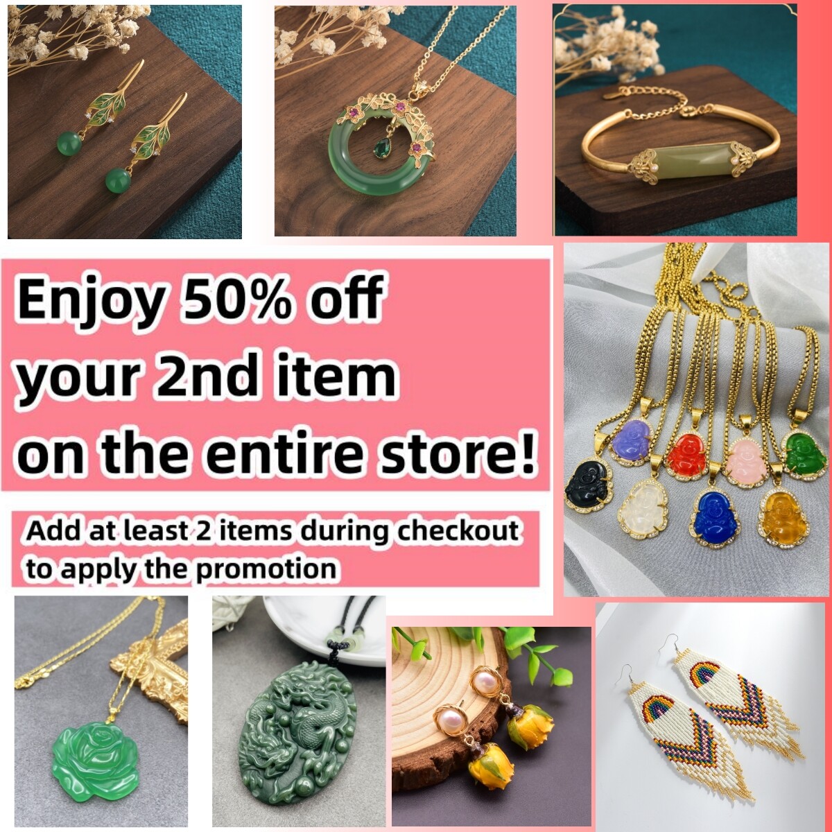 Power Dragon Carved Pendant Necklace Lucky Charm 18K Gold Plated Dainty Gemstone
