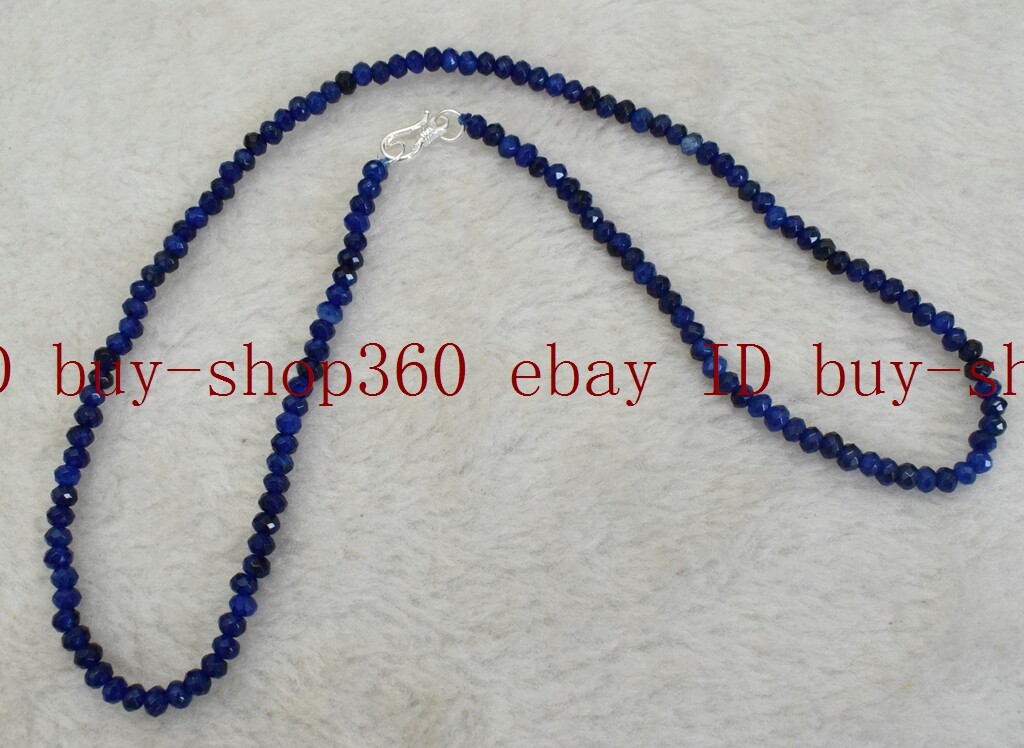 Wholesale Fine 2x4mm Gemstone Faceted Beads Necklace 925 Sterling Silver Clasp