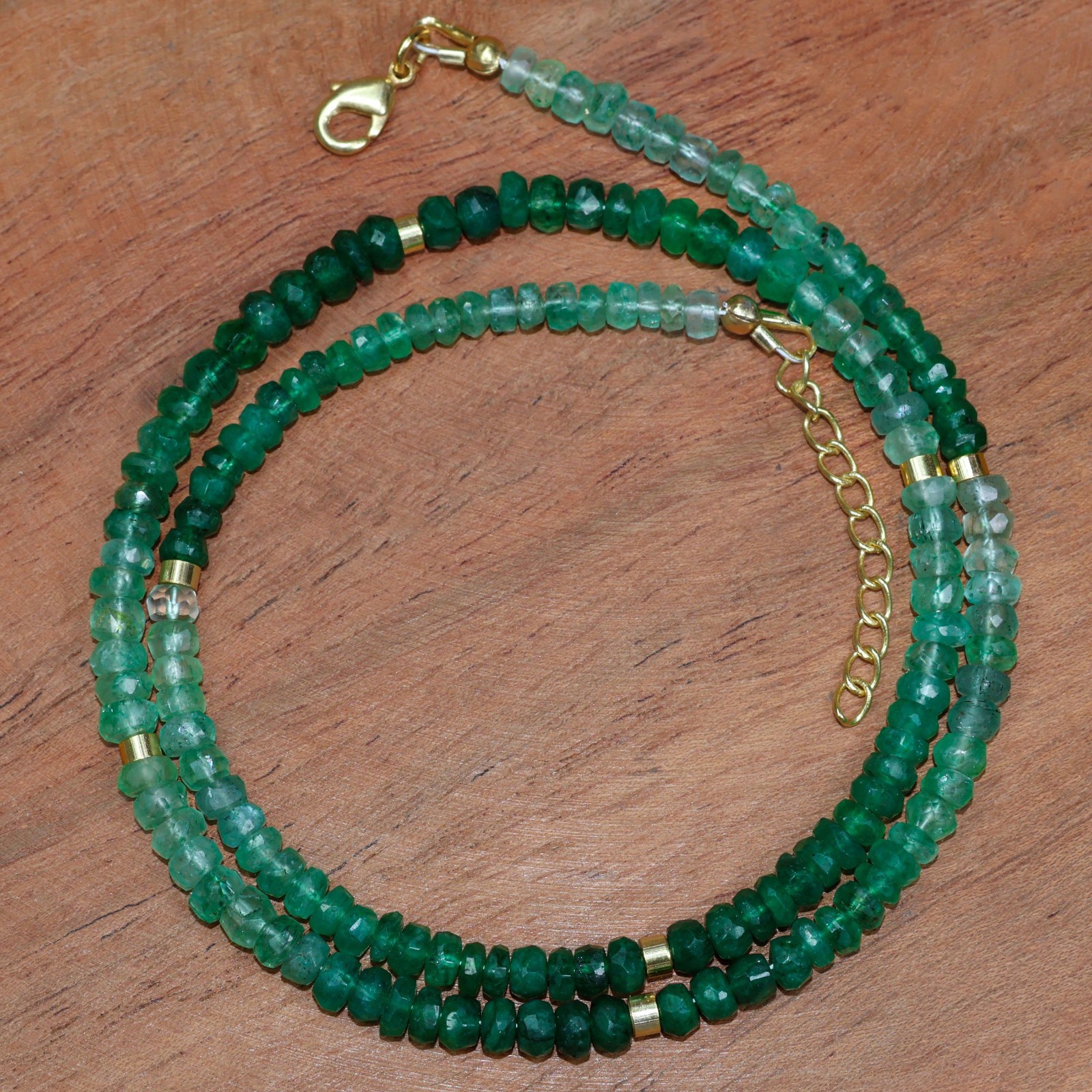 Green Emerald Gemstone Bead Necklace, Handmade Faceted Emerald Beads Necklace