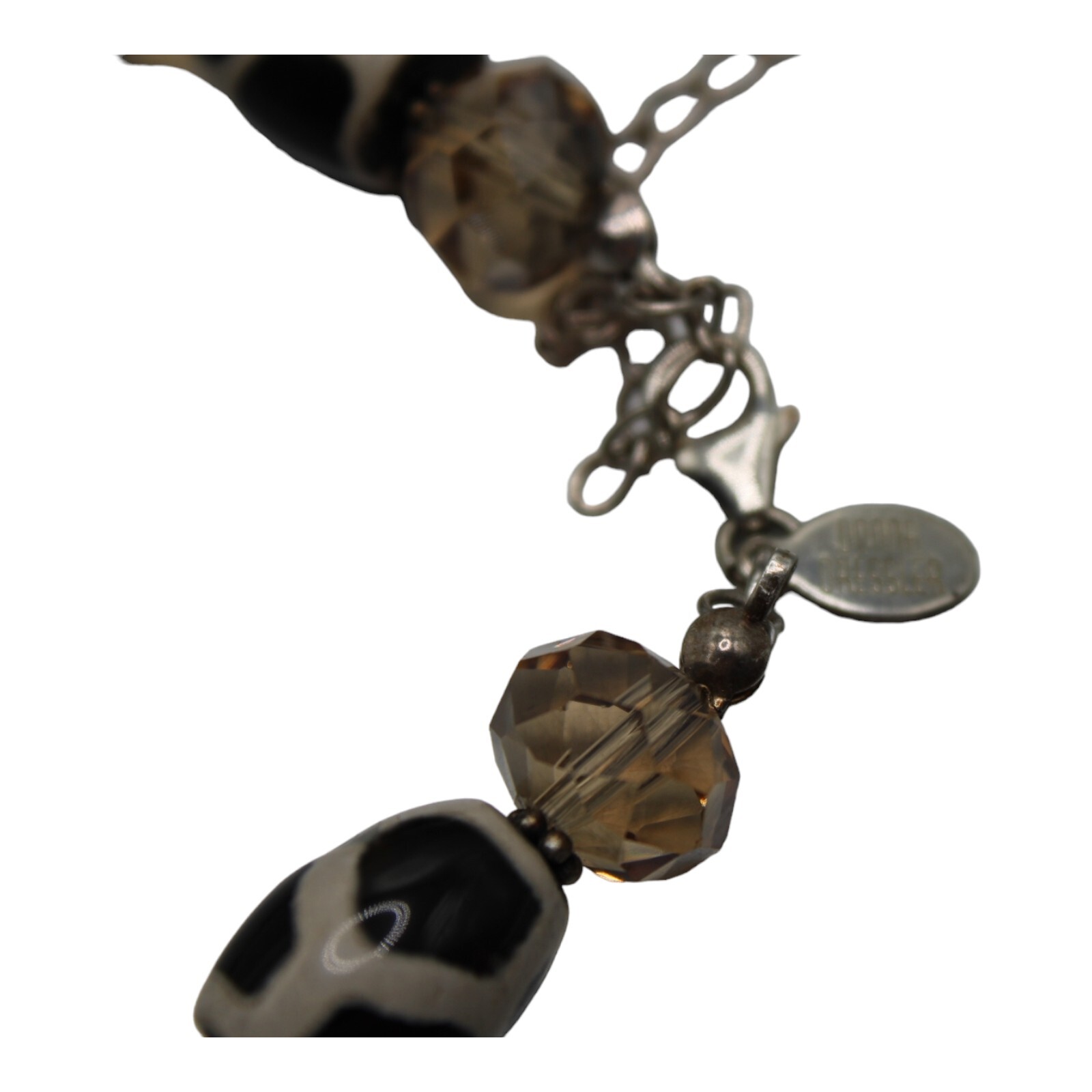 Donna Dressler Black and White Lava Rock Beaded 925 Silver Necklace Bracelet