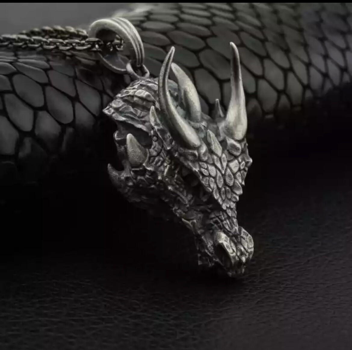 Men’s Fashion Jewelry Silver Dragon Viking Pendant Necklace 158