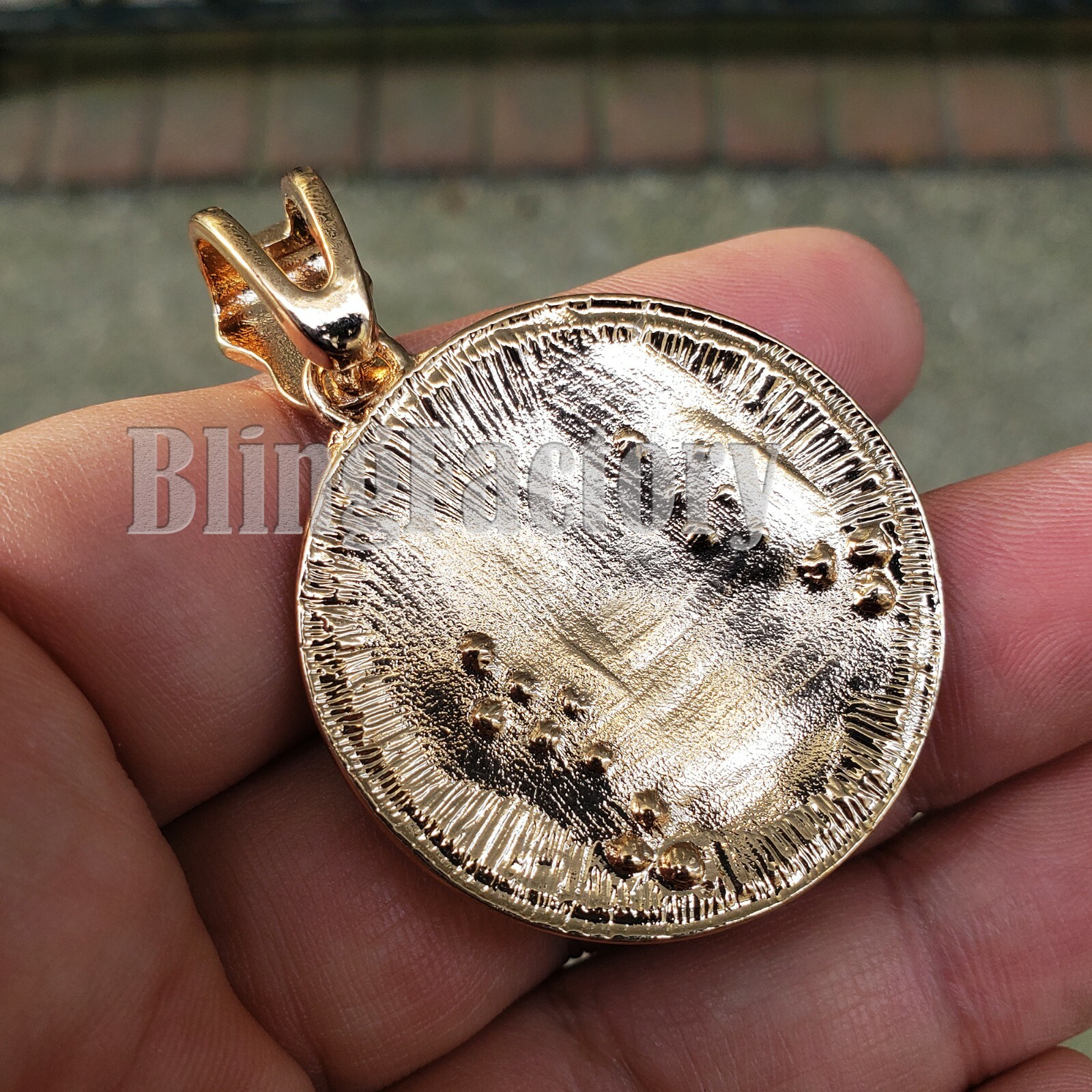 HIP HOP JEWELR ICED GOLD PLATED SANTA BARBARA MEDAL CUBIC ZIRCONIA CHARM PENDANT
