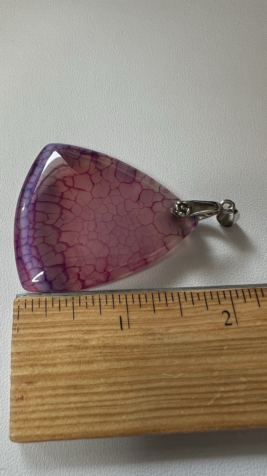 18K Gold Plated Silver Purple Dragon Agate Trillion Triangle Pendant Signed