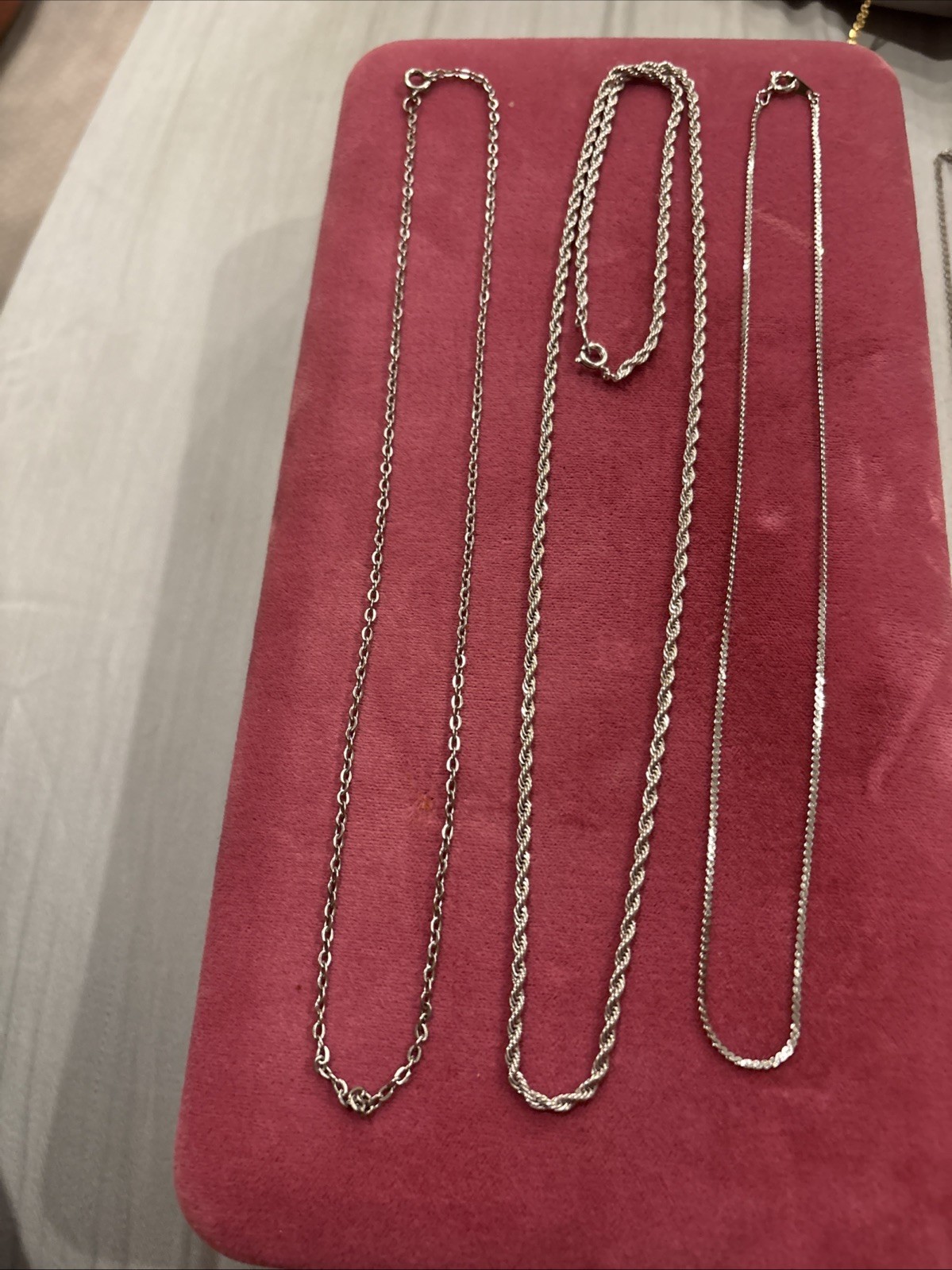 Set Of 3 Silver Tone Chain Fashion Jewelry