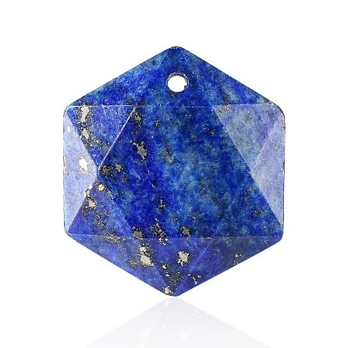 6PCS 22mm Faceted Hexagon Stone Pendants Healing Crystal Charm DIY Jewelry