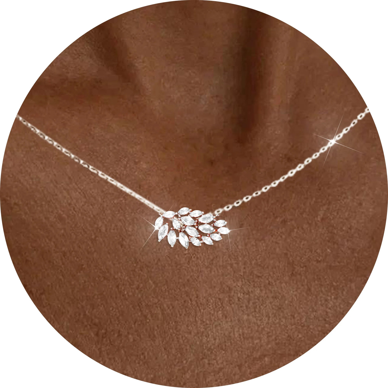 APSVO S925 Sterling Silver Plated Leaf Necklaces for Women Girls April Birthston