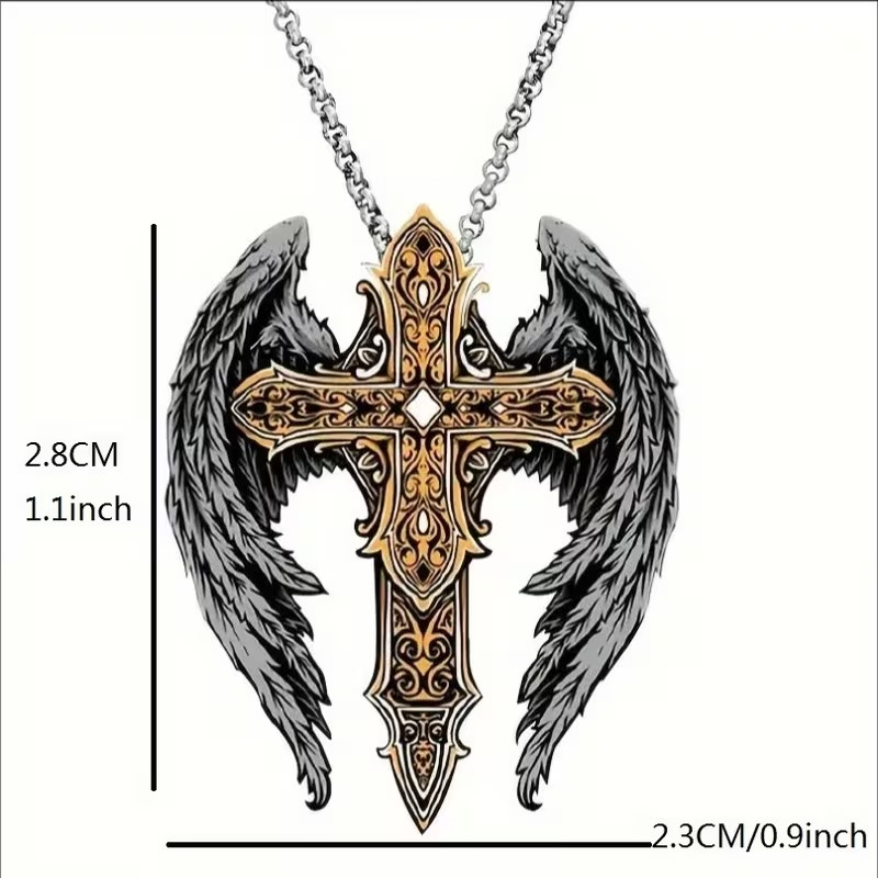 archangel cross pendant Necklace with box