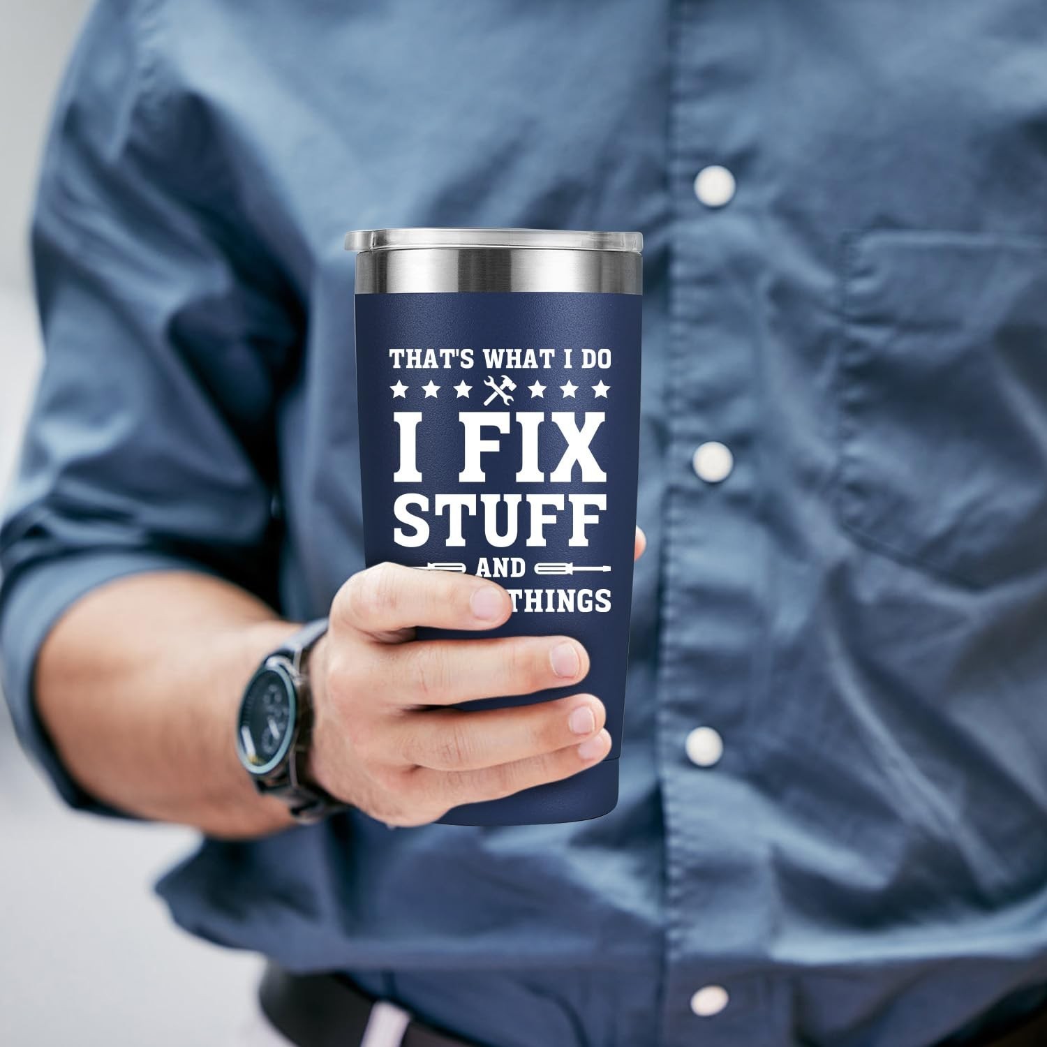 MASGALACC Funny Gifts for Men – 20oz Navy Blue Insulated Tumbler, Birthday