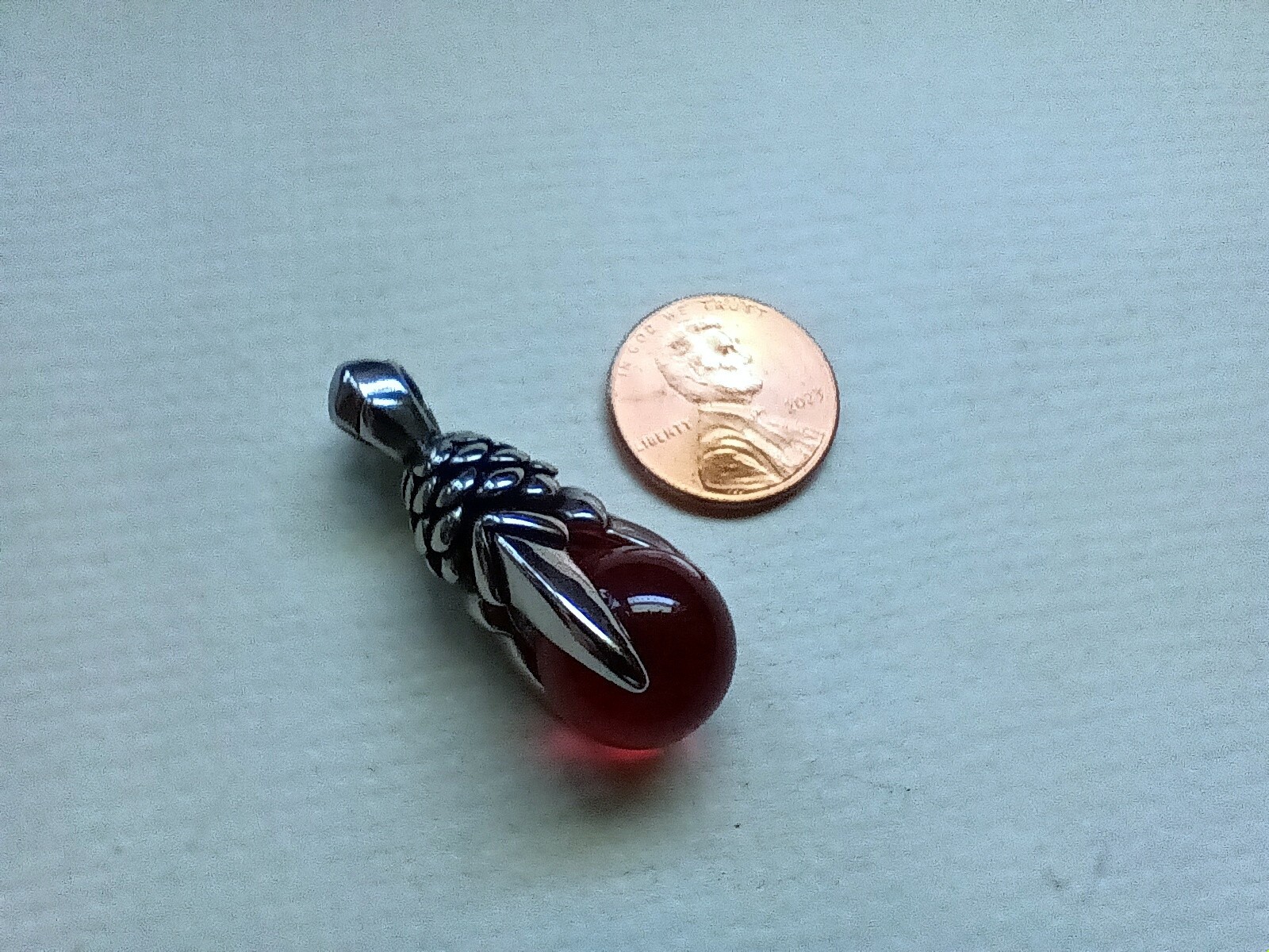 Stainless and Italian Glass Dragon Claw Tribal Style Pendant 36mm x 15mm A-3