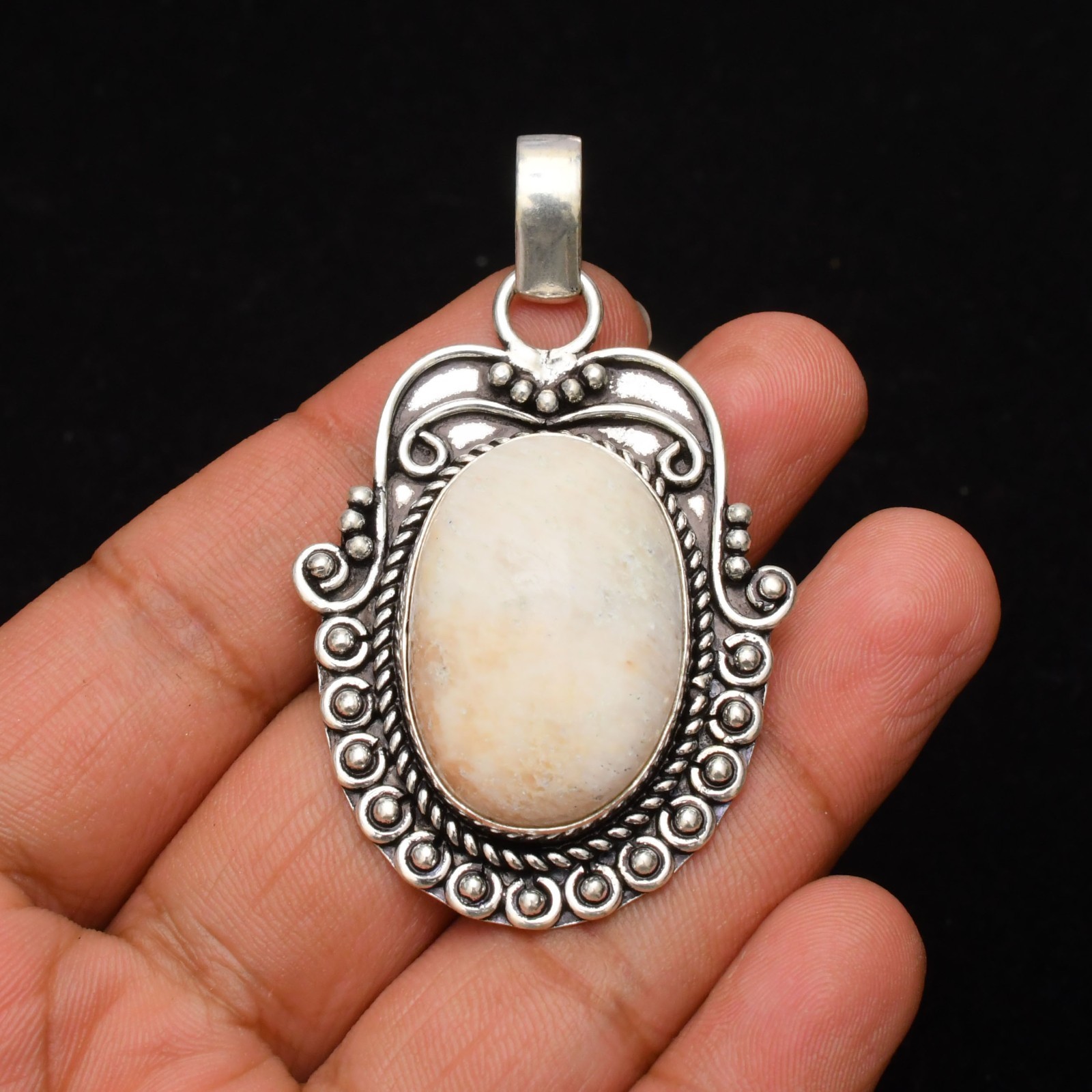 Scolecite Gemstone Handmade 925 Sterling Silver Jewelry Pendant 2.28″