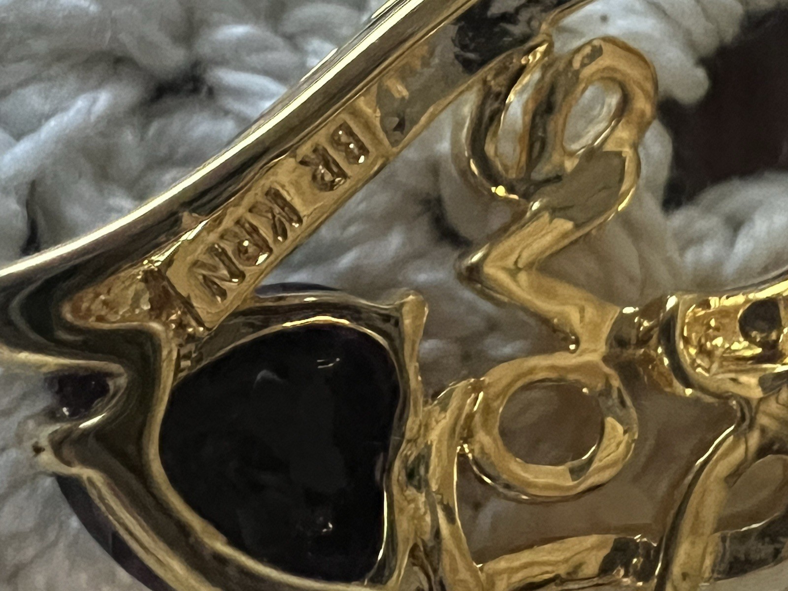 NIB LAB CREATED AMETHYST & DIAMOND LOVE GOLD OVER BRASS NECKLACE PENDANT