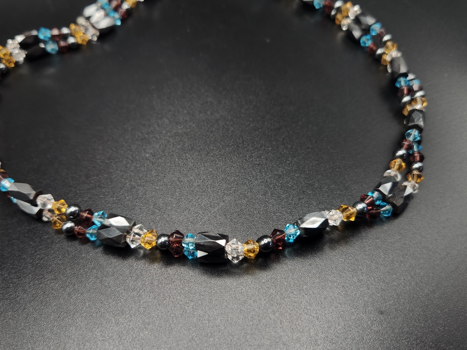 #0252 – Magnetic Hematite Beaded Wrap Necklace Bracelet Convertible 36″ 40g…