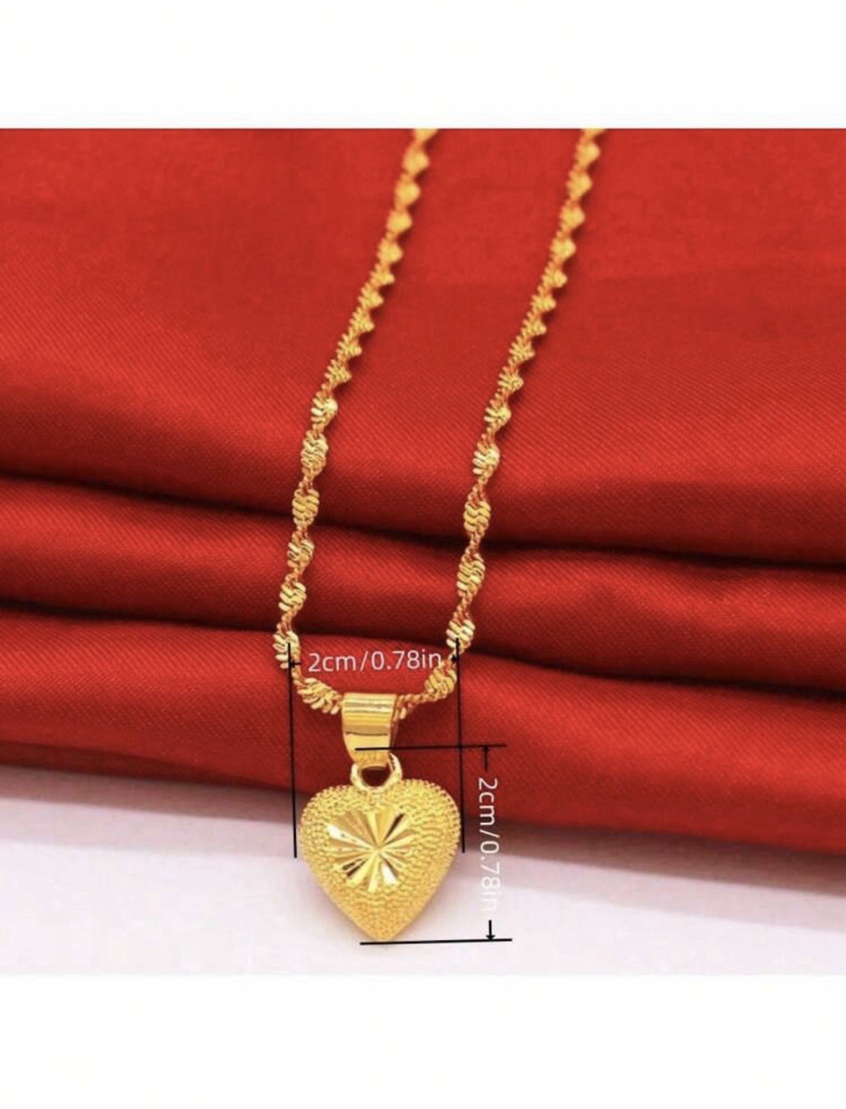 Dubai Gold Plated Heart Pendant Chain Necklace Jewellery Gift Set Uk Seller