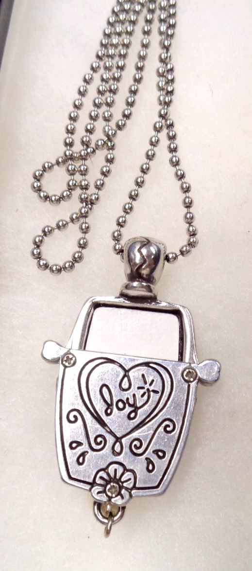 36″ BRIGHTON Enamel JOY HEART Photo Picture Frame Cameo Long Necklace BR50A0