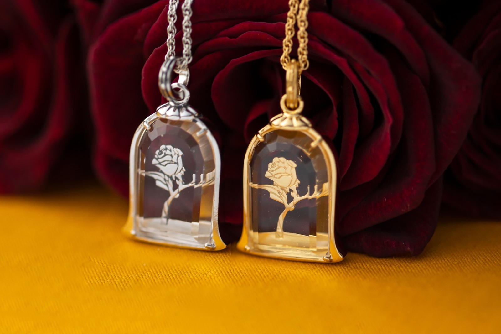 Disney X RockLove Beauty and the Beast Enchanted Rose Intaglio Pendant – Silver