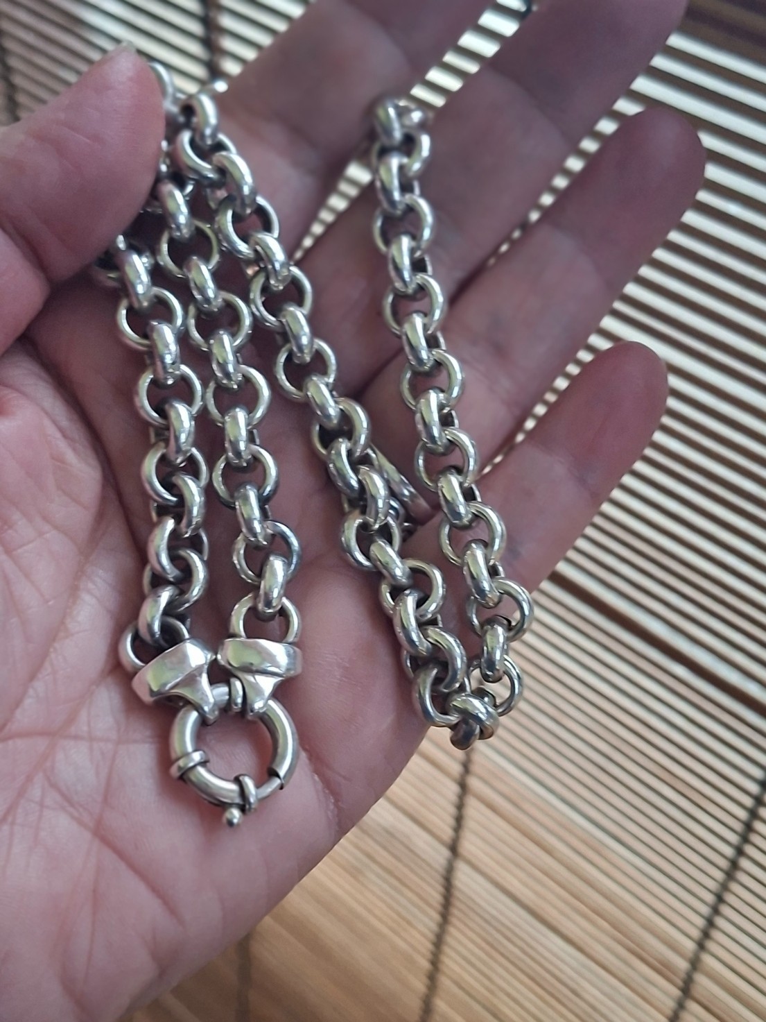 Vintage 925 Sterling Silver Belcher Chain Necklace 41g 50cm Classic Bolt Clasp