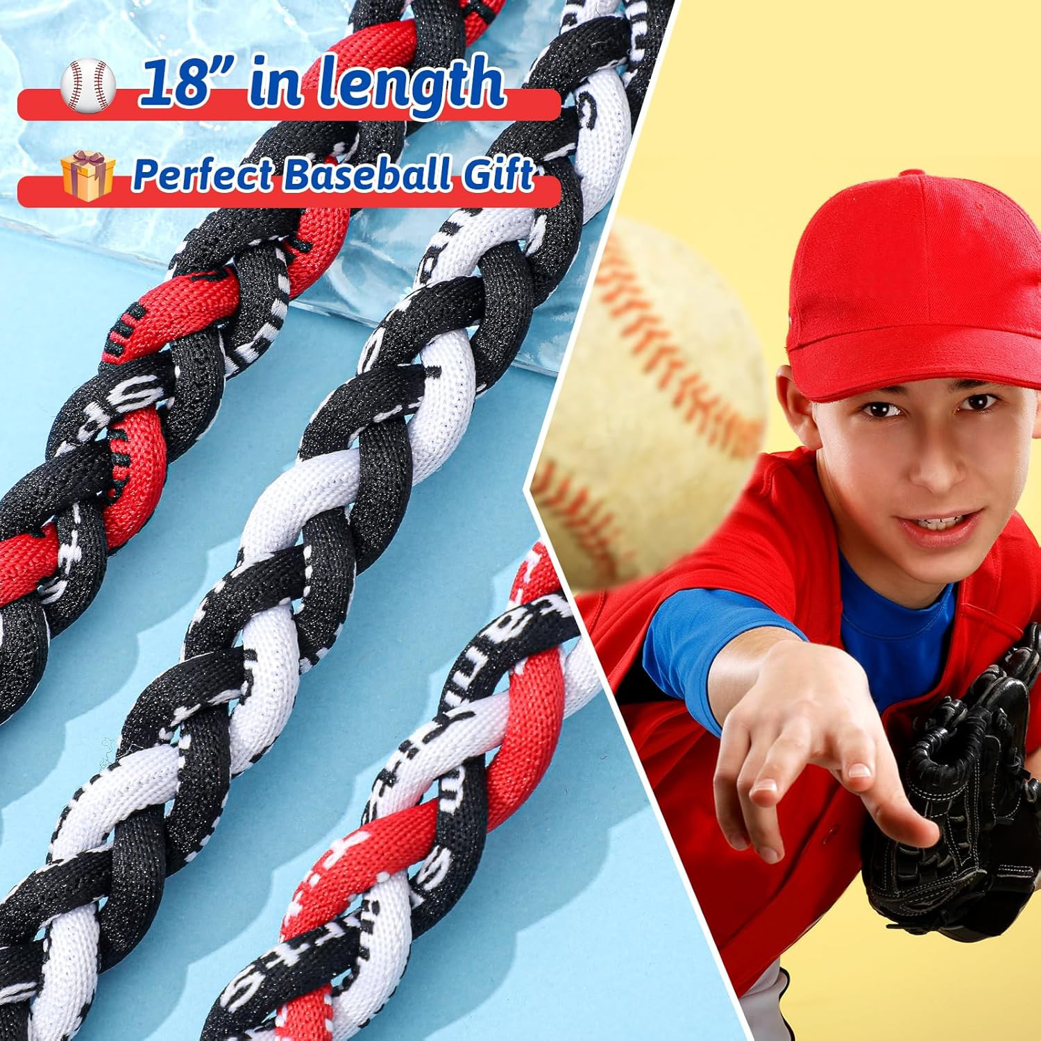 Baseball Necklaces Three Braided Rope Titanium Necklace for Fans Team Gifts Boys