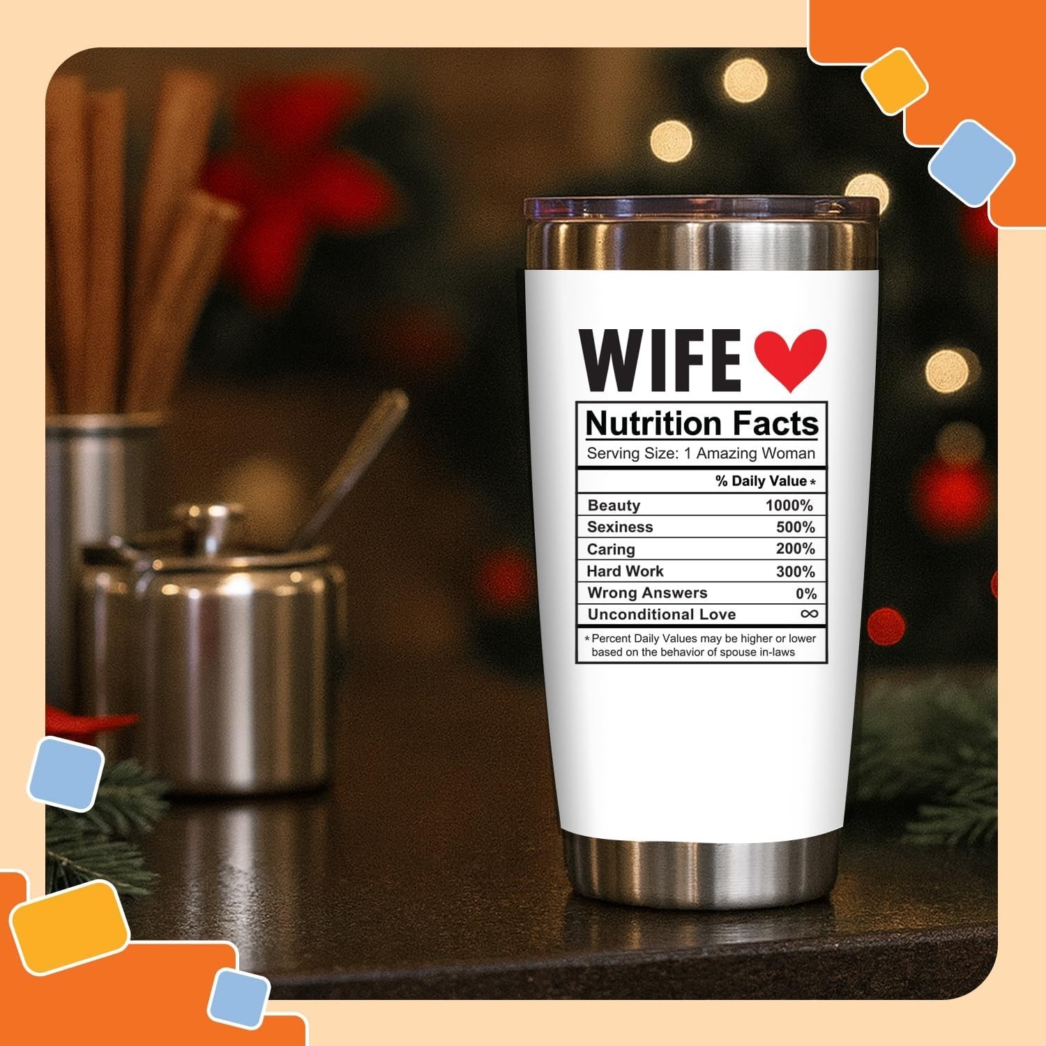 Durable 20 Oz Stainless Steel Tumbler – Unique Gift for Wifey, Ideal for Gifting