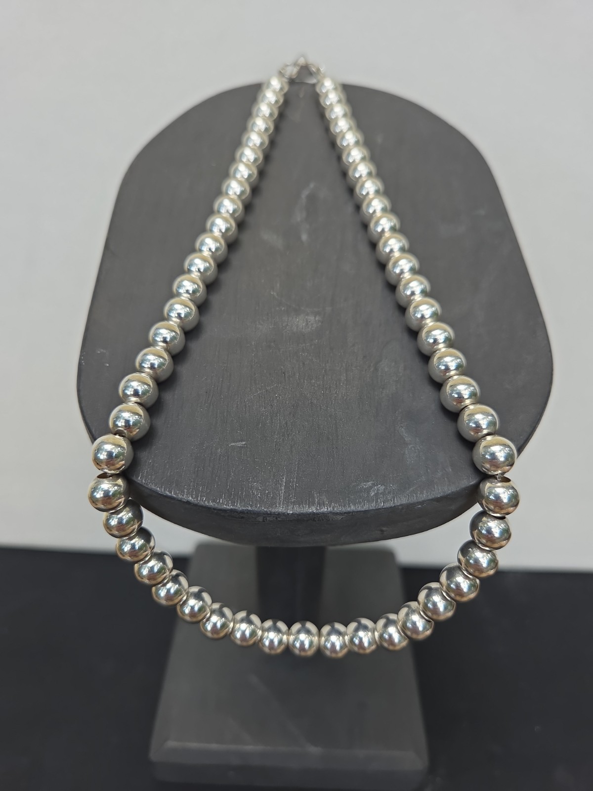 Vintage Sterling Silver Italian Bead Necklace 18 in -Lobster Clasp Excellent