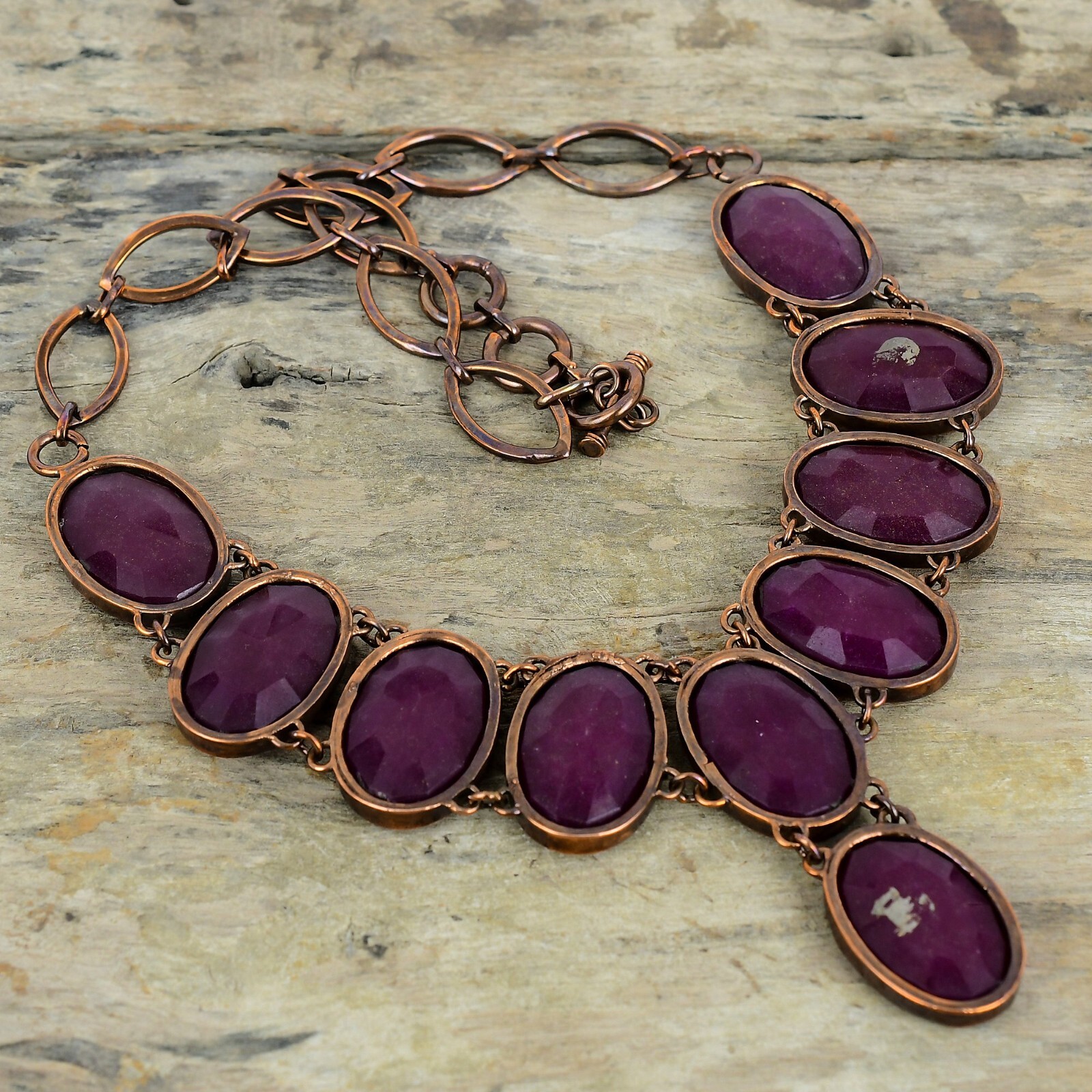 Kashmir Rubi Copper Gift For Briedsmaid Electroformed Adjustable Necklace 18.0″