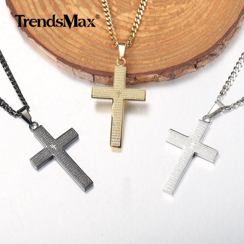 For Men Women Stainless Steel Jesus Christ Cross Pendant Necklace 16-30″ Chain