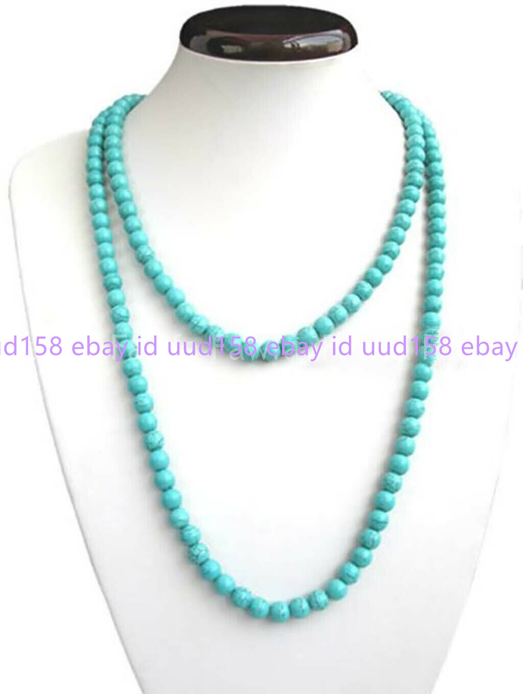 6/8/10/12mm Natural Blue Turquoise Round Gemstone Beads Long Necklace 36-72”